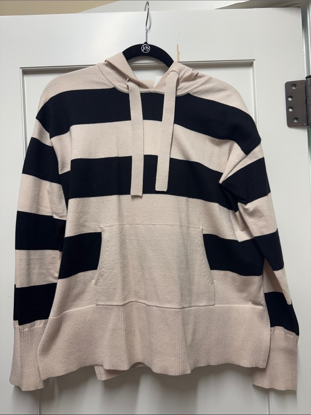 Glyder Black and Cream Striped Hooded Pullover